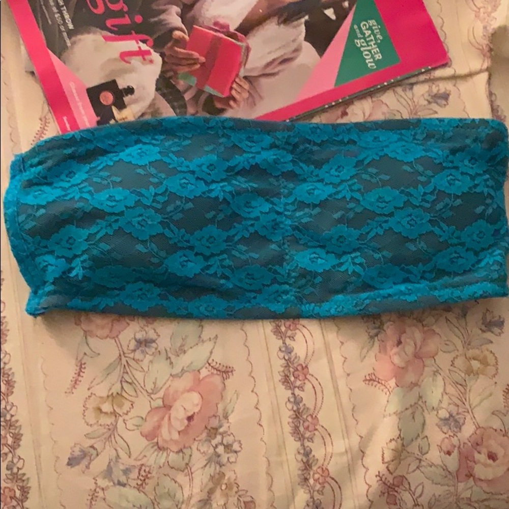 Blue lace tube top